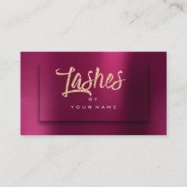 Tarjeta De Visita Burgundy RoseGold Typograph Metálico Makeup Lashes