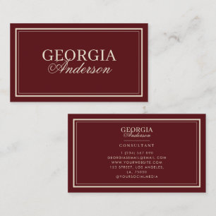 Tarjeta De Visita Burgundy Vintage e Marfil Retro Rojo Intenso