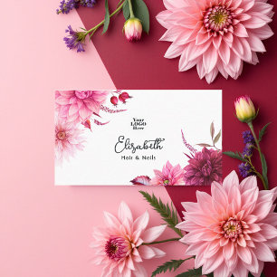 Tarjeta De Visita Burgundy y Beige Acuarela Floral