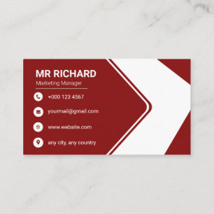 Tarjeta De Visita Burgundy y Blanco Moderno Profesional