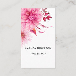 Tarjeta De Visita Burgundy y Floral Acuarela Beige