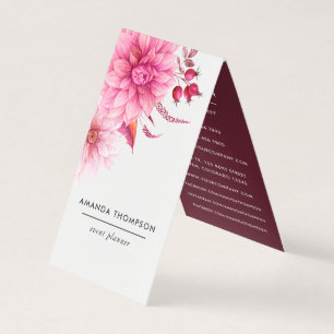 Tarjeta De Visita Burgundy y floral acuarela beis