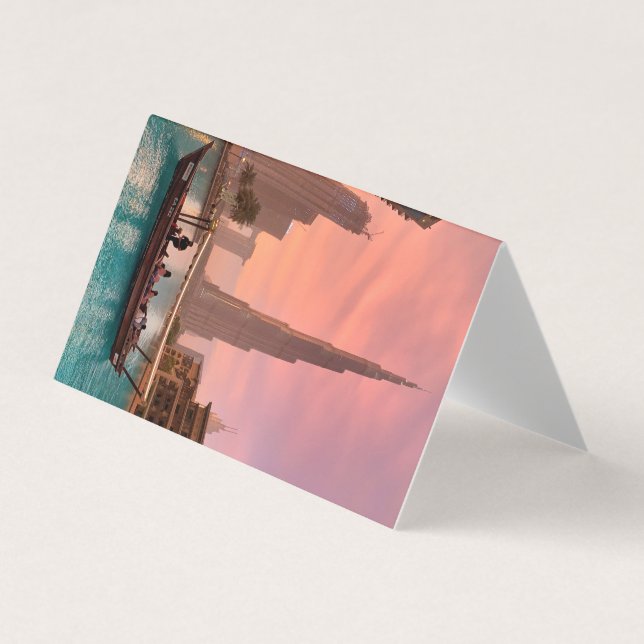Tarjeta De Visita Burj Khalifa Bote Lake Cityscape (Anverso)