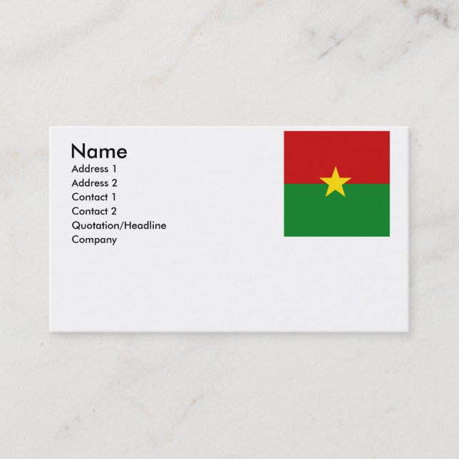 Tarjeta De Visita Burkina Faso (Anverso)