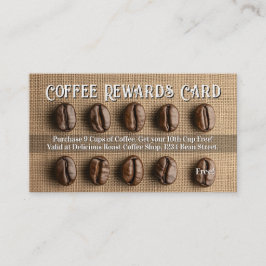 Tarjeta De Visita Burlap Bean Coffee Shop Rewards Loyalty Punch Card