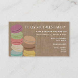 Tarjeta De Visita Burlap inspiró la panadería de Macarons francese