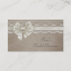 Tarjeta De Visita Burlap & Lace Rústico Vintage