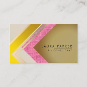 Tarjeta De Visita Burlap rosado retro oro geométrico moderno elegant