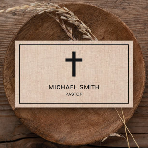 Tarjeta De Visita Burlap Rústico Jesucristo Pastor