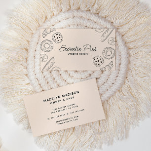 Tarjeta De Visita Burlas divertidas y cocina negro y beige