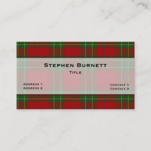 Tarjeta De Visita Burnett Personalizado de Plaid Tartán Tradicional