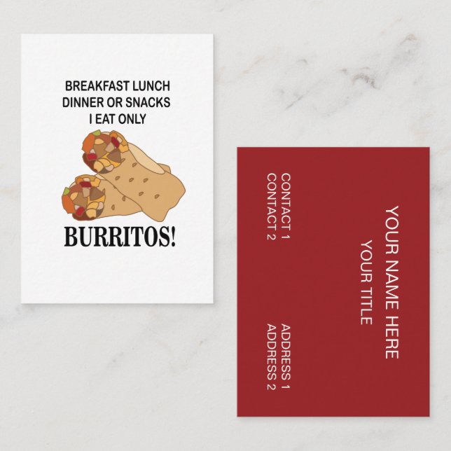 Tarjeta De Visita Burritos Yo Sólo Comí Burrito (Anverso / Reverso)