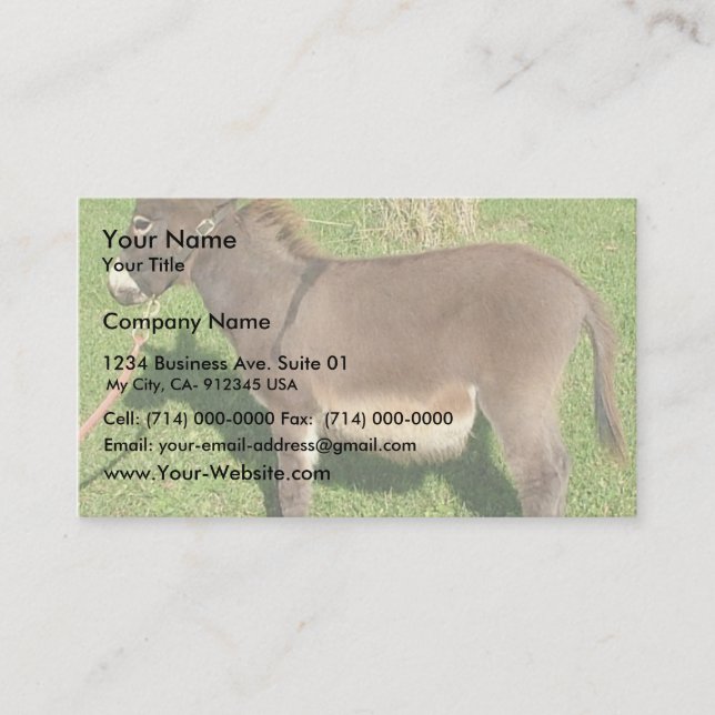Tarjeta De Visita Burro con cinturón en el cuello (Anverso)