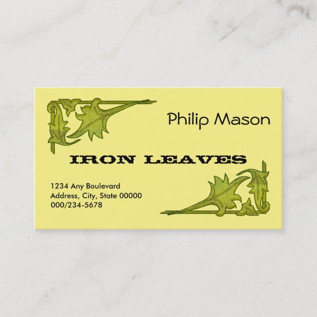 Tarjeta De Visita Bus. Card - Leafy Brackets in Green (Anverso)