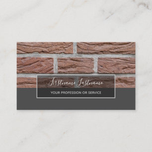 Tarjeta De Visita Busi de rectángulo gris de ladrillo sólido rojo mi