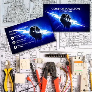 Tarjeta De Visita Busi, moderno y moderno electricista Guay Blue Lig