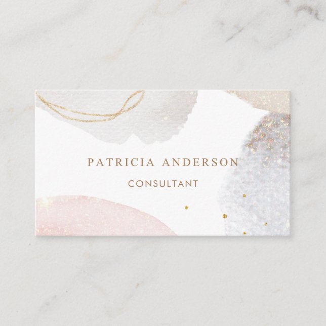 Tarjeta De Visita Busin de acuarela abstracto rosa y rugoso moderno (Anverso)