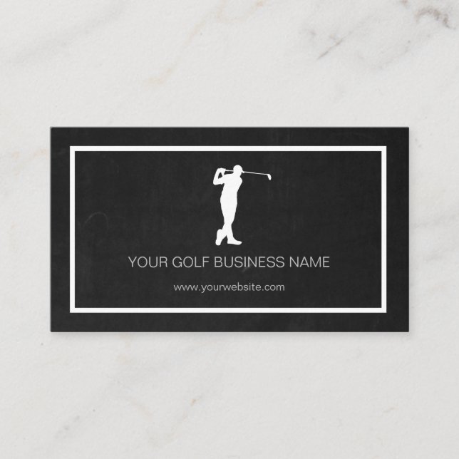 Tarjeta De Visita Busina de golf profesional negro y personalizada (Anverso)