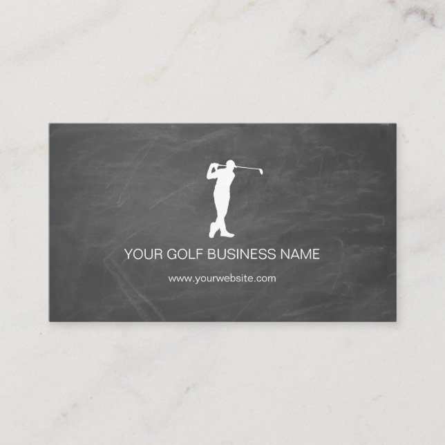 Tarjeta De Visita Busina de golf profesional negro y personalizada (Anverso)