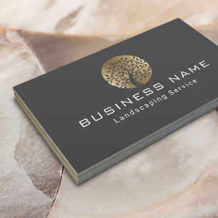 Tarjeta De Visita Busine con el logotipo del árbol de oro moderno cu