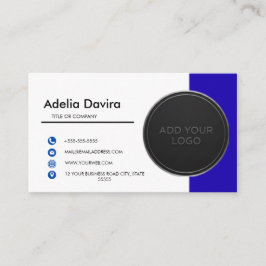 Tarjeta De Visita Business Card  Blue with Simple Logo and Text 
