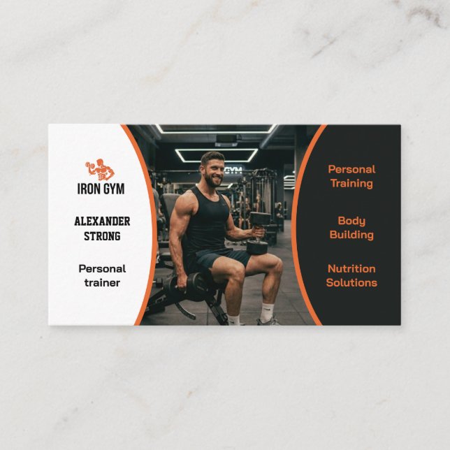 Tarjeta De Visita Business card fitness trainer body building gym (Anverso)