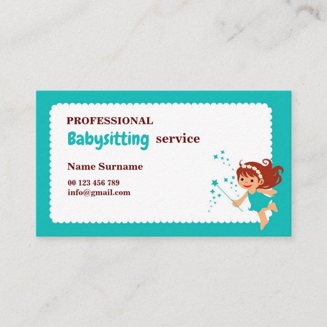 Tarjeta De Visita Business card for babysitter, childcare (Anverso)