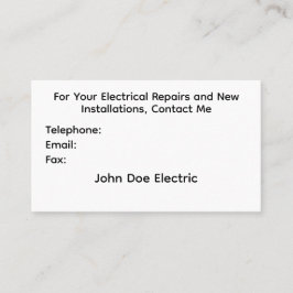 Tarjeta De Visita Business Card for Electricians