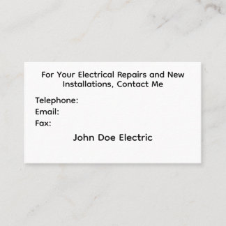 Tarjeta De Visita Business Card for Electricians