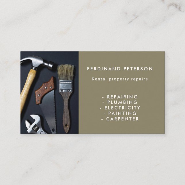 Tarjeta De Visita Business card for handyman home services (Anverso)