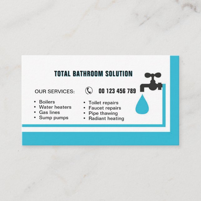 Tarjeta De Visita business card for plumber & handyman (Anverso)