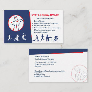 Tarjeta De Visita business card for SPORT & REMEDIAL MASSAGE