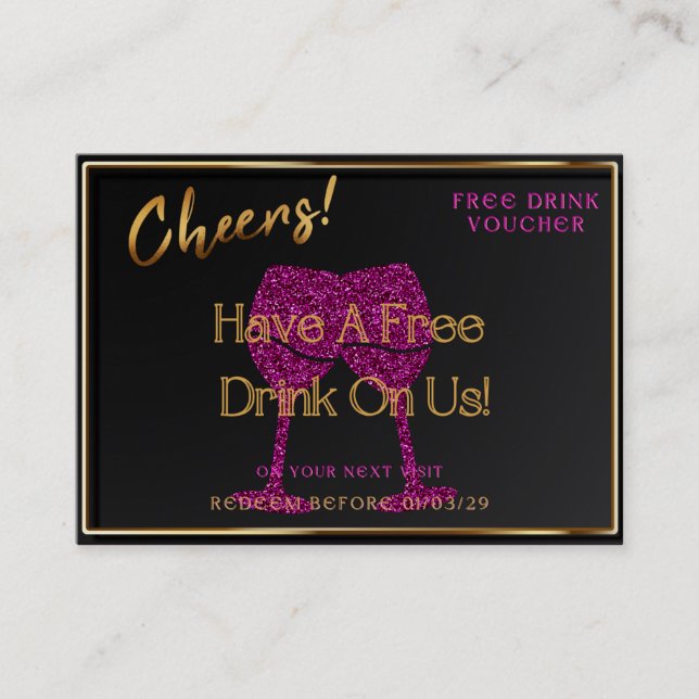 Tarjeta De Visita Business Card Voucher Free Drink Gift Certificate  (Anverso)