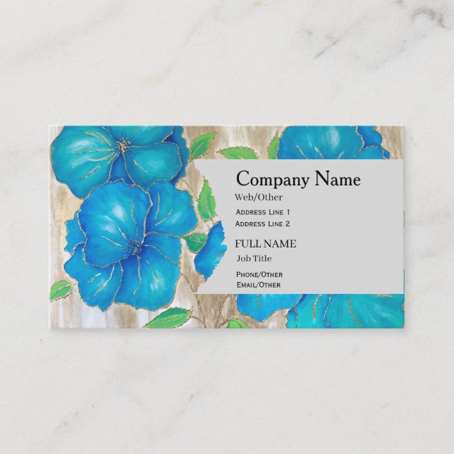 Tarjeta De Visita Business Card with blue flowers of Petunia (Anverso)