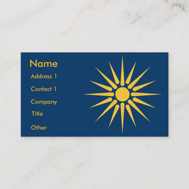 Tarjeta De Visita Business Card with Flag of Macedonia, Greece (Anverso)