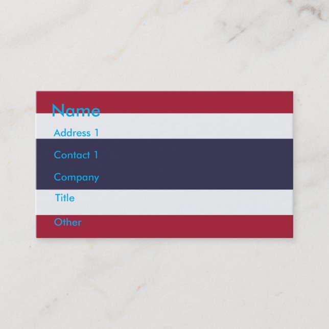 Tarjeta De Visita Business Card with Flag of Thailanda (Anverso)