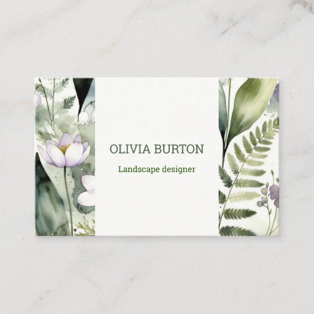 Tarjeta De Visita Business card with floral background and name (Anverso)