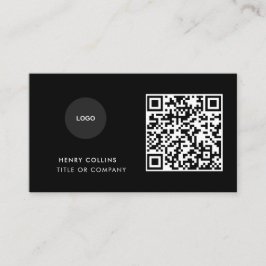 Tarjeta De Visita Business Card with QR Code | Black Modern Design