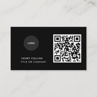 Tarjeta De Visita Business Card with QR Code | Black Modern Design