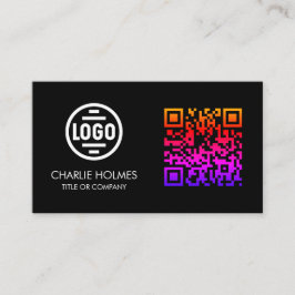Tarjeta De Visita Business Card with QR Code | Black Modern Design