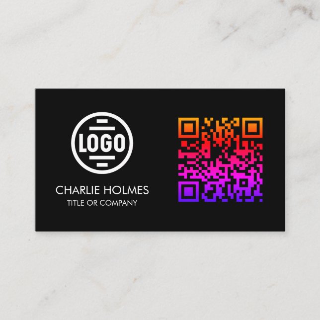 Tarjeta De Visita Business Card with QR Code | Black Modern Design (Anverso)