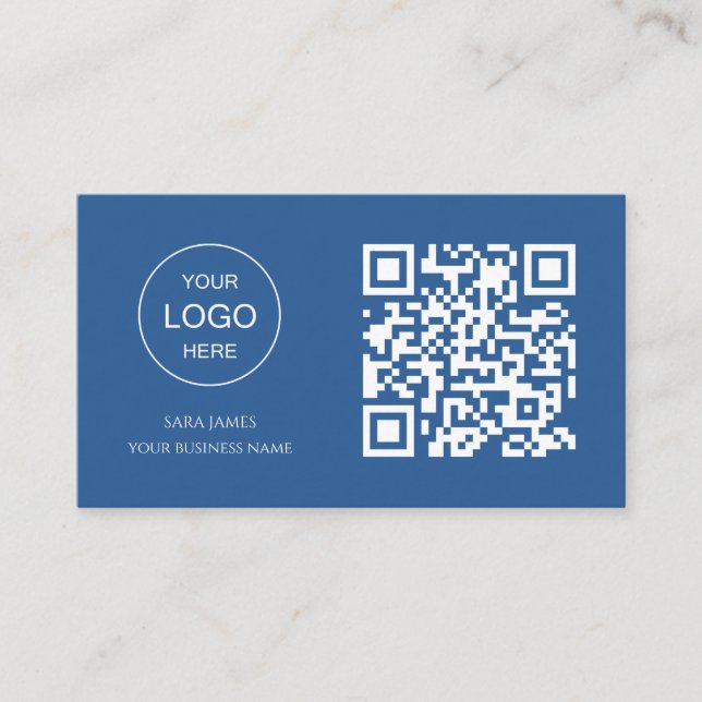 Tarjeta De Visita Business Card with QR Code | Blue Modern Design (Anverso)