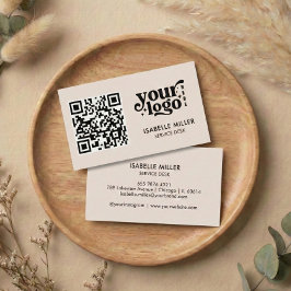 Tarjeta De Visita Business Card with QR Code | Modern Beige Design