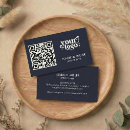 Tarjeta De Visita Business Card with QR Code | Modern Navy Design