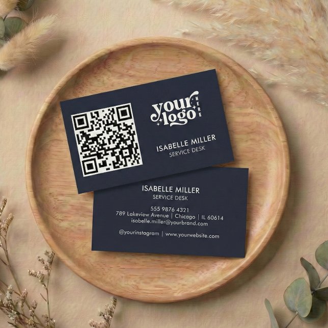 Tarjeta De Visita Business Card with QR Code | Modern Navy Design (Business Card with QR Code | Modern Navy Design)