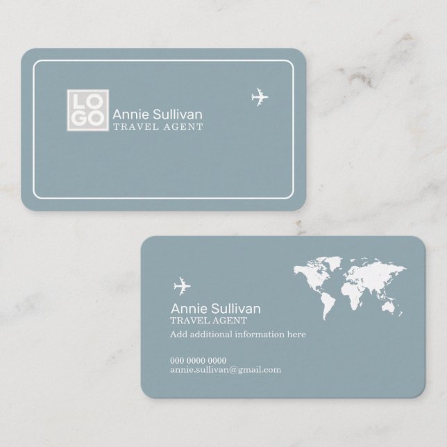 Tarjeta De Visita Business Card with Travel Agency Logo (Anverso / Reverso)