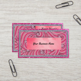 Tarjeta De Visita Business Cards Pink Sparkle & Grey