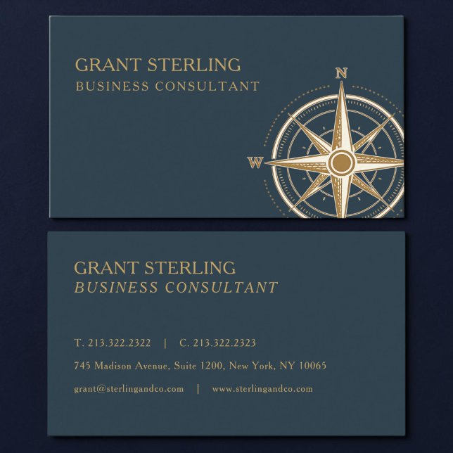 Tarjeta De Visita Business Consultant Nautical Compass Professional (Subido por el creador)