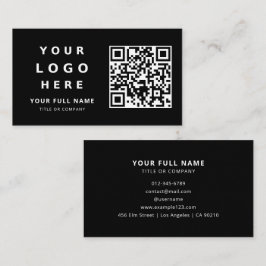 Tarjeta De Visita Business Logo And Qr Code Simple Minimalist Black