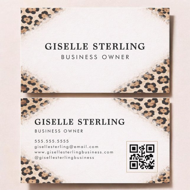 Tarjeta De Visita Business Owner Cheetah Leopard Print QR Code (Subido por el creador)